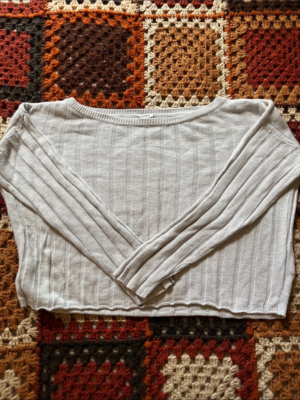 Garage Neutral Ribbed Boatneck Sweater - Light Beige